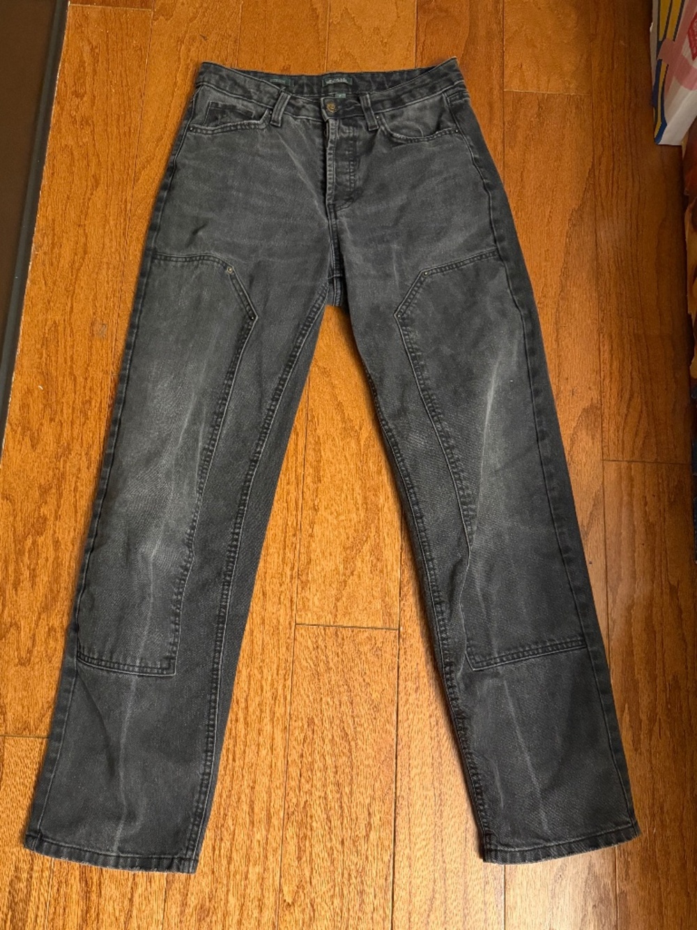 Black Weathered Straight Leg Jeans